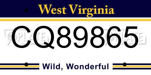 CQ89865 West Virginia License Plate