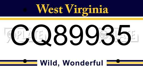 CQ89935 West Virginia License Plate