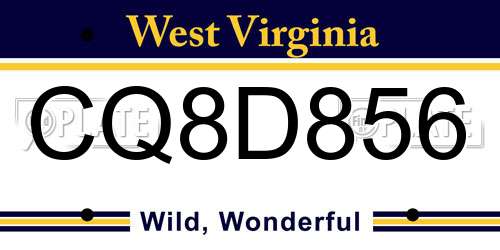 CQ8D856 West Virginia License Plate