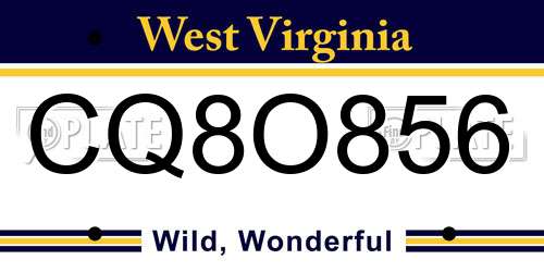CQ8O856 West Virginia License Plate