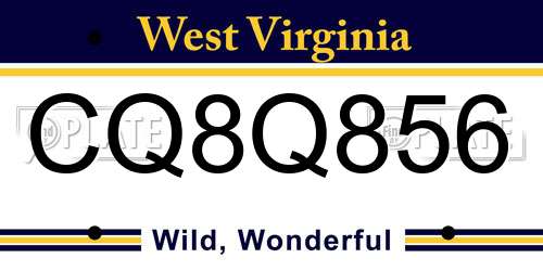 CQ8Q856 West Virginia License Plate