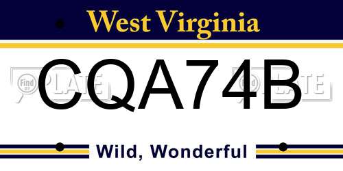 CQA74B West Virginia License Plate