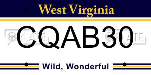 CQAB30 West Virginia License Plate