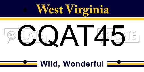 CQAT45 West Virginia License Plate