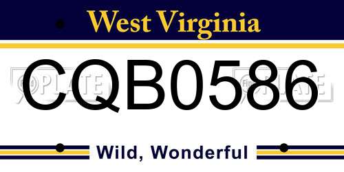 CQB0586 West Virginia License Plate