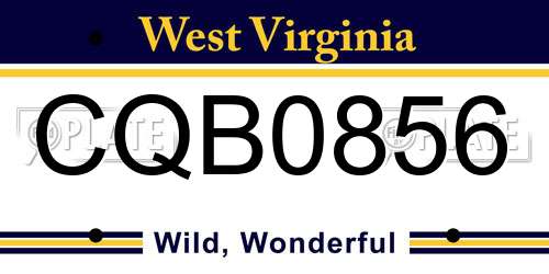 CQB0856 West Virginia License Plate