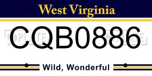 CQB0886 West Virginia License Plate