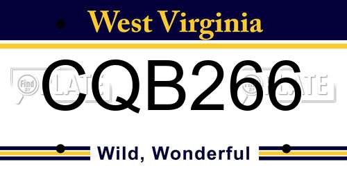 CQB266 West Virginia License Plate