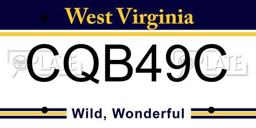 CQB49C West Virginia License Plate