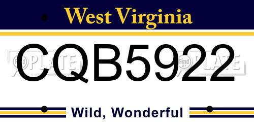 CQB5922 West Virginia License Plate
