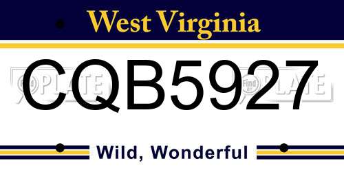 CQB5927 West Virginia License Plate