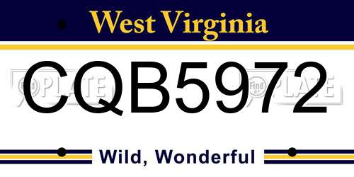 CQB5972 West Virginia License Plate