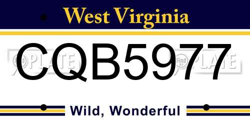 CQB5977 West Virginia License Plate