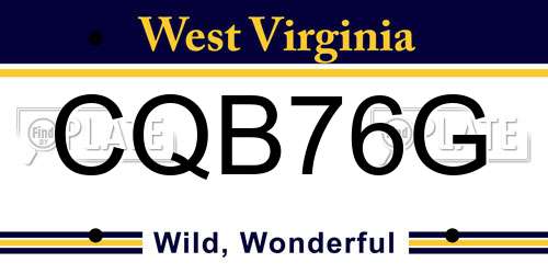 CQB76G West Virginia License Plate