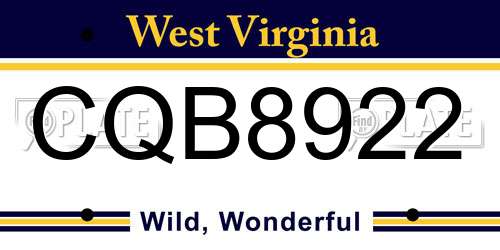 CQB8922 West Virginia License Plate