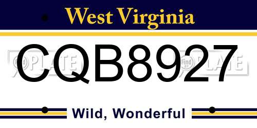 CQB8927 West Virginia License Plate