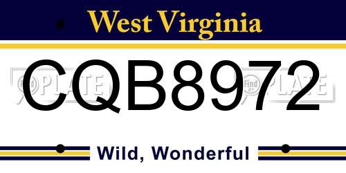 CQB8972 West Virginia License Plate