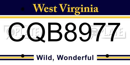 CQB8977 West Virginia License Plate