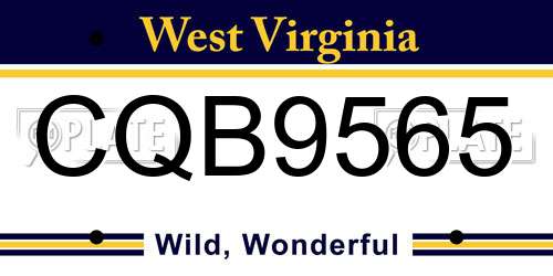 CQB9565 West Virginia License Plate