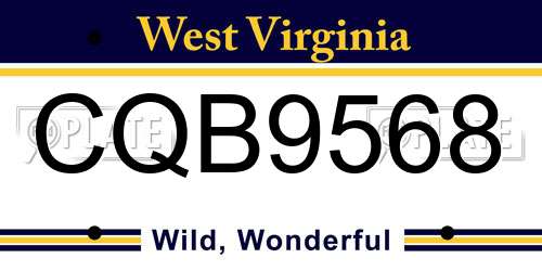 CQB9568 West Virginia License Plate