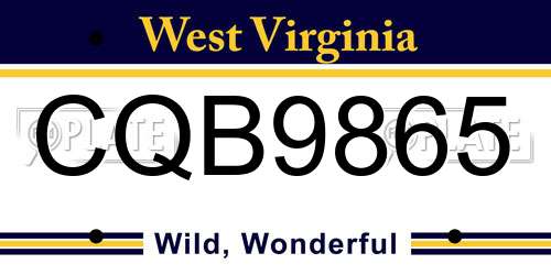 CQB9865 West Virginia License Plate