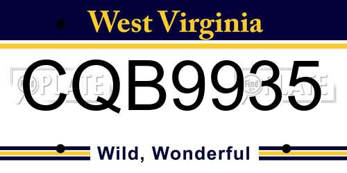 CQB9935 West Virginia License Plate
