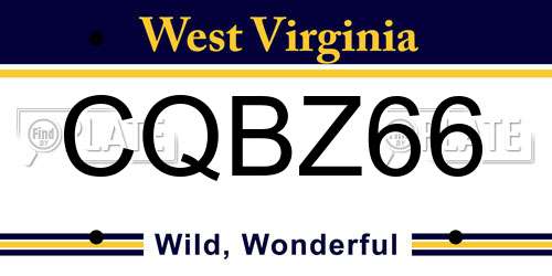 CQBZ66 West Virginia License Plate