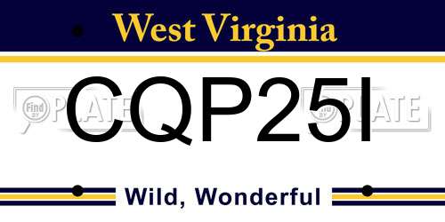 CQP25I West Virginia License Plate