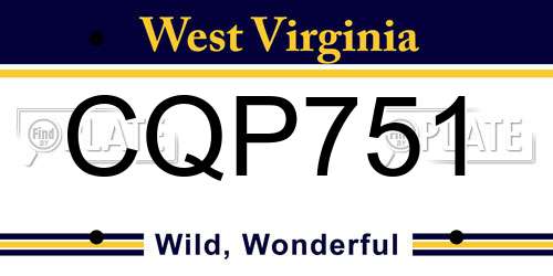 CQP751 West Virginia License Plate
