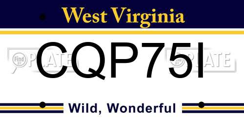 CQP75I West Virginia License Plate