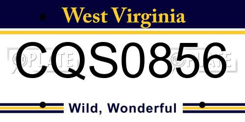 CQS0856 West Virginia License Plate