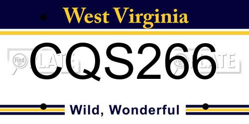CQS266 West Virginia License Plate