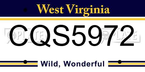 CQS5972 West Virginia License Plate