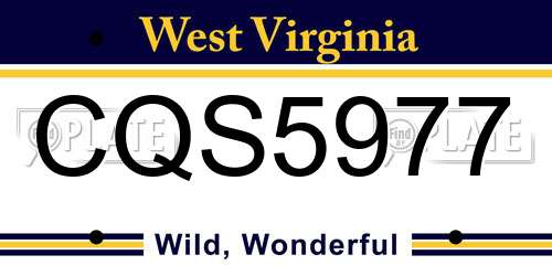 CQS5977 West Virginia License Plate