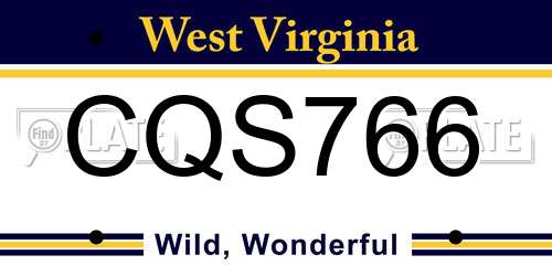 CQS766 West Virginia License Plate