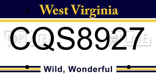 CQS8927 West Virginia License Plate