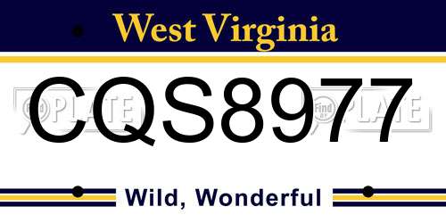 CQS8977 West Virginia License Plate