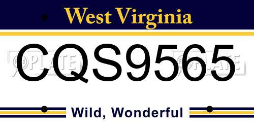 CQS9565 West Virginia License Plate