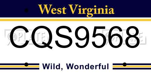 CQS9568 West Virginia License Plate