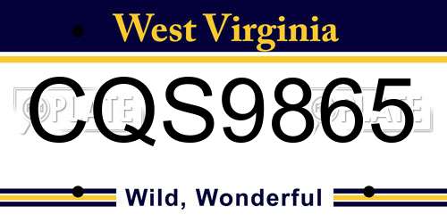 CQS9865 West Virginia License Plate