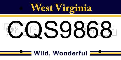 CQS9868 West Virginia License Plate
