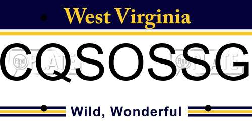 CQSOSSG West Virginia License Plate