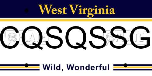 CQSQSSG West Virginia License Plate