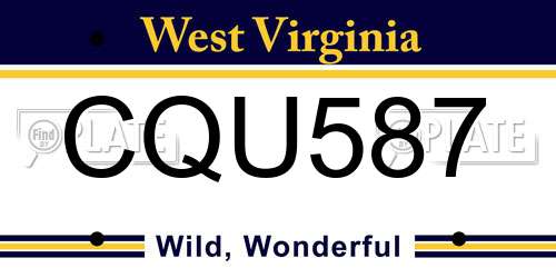 CQU587 West Virginia License Plate