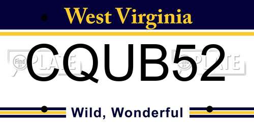 CQUB52 West Virginia License Plate
