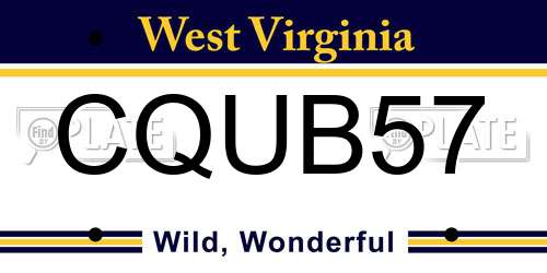 CQUB57 West Virginia License Plate