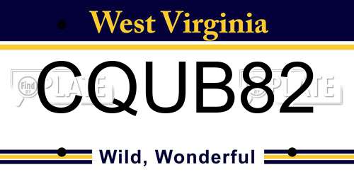 CQUB82 West Virginia License Plate