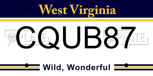 CQUB87 West Virginia License Plate