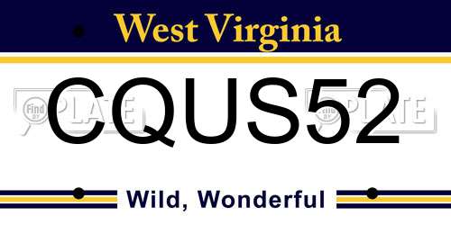 CQUS52 West Virginia License Plate