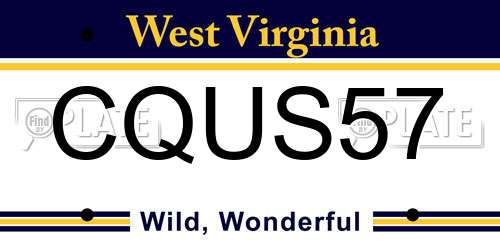 CQUS57 West Virginia License Plate